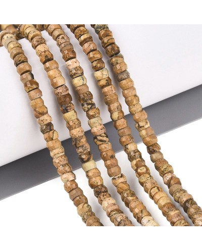 Kamień naturalny Jaspis krajobrazowy dysk heishi fasetowany ok 4x2-2,5mm sznurek