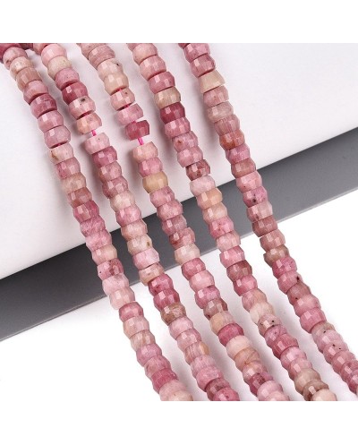 Kamień naturalny Rodonit dysk heishi fasetowany ok 4x2-2,5mm sznurek