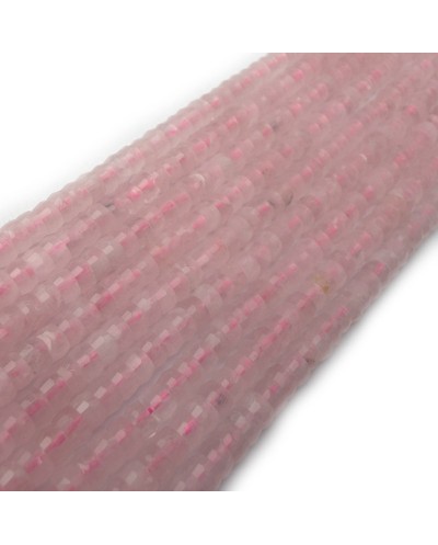 Kamień naturalny Kwarc różowy dysk heishi fasetowany ok 4x2-2,5mm sznurek