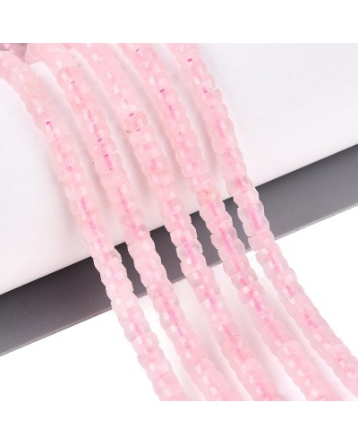 Kamień naturalny Kwarc różowy dysk heishi fasetowany ok 4x2-2,5mm sznurek