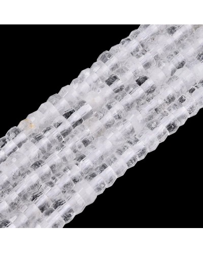 Kamień naturalny Kryształ górski dysk heishi fasetowany ok 4x2-2,5mm sznurek