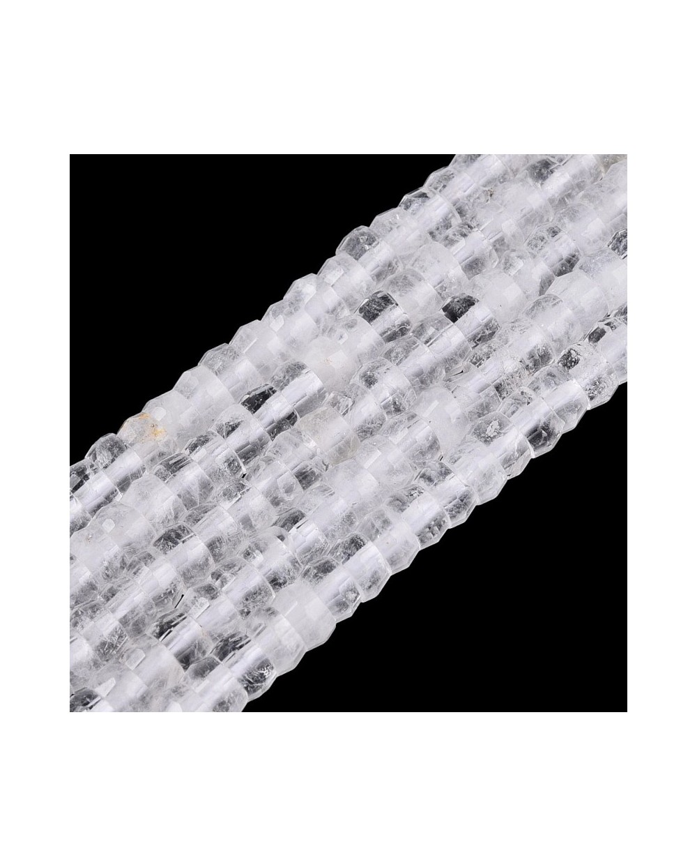 Kamień naturalny Kryształ górski dysk heishi fasetowany ok 4x2-2,5mm sznurek