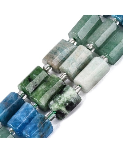 Kamień naturalny mix rubin z zoizytem apatyt amazonit awenturyn walec ok 8~12x5~8x5~8mm sznurek