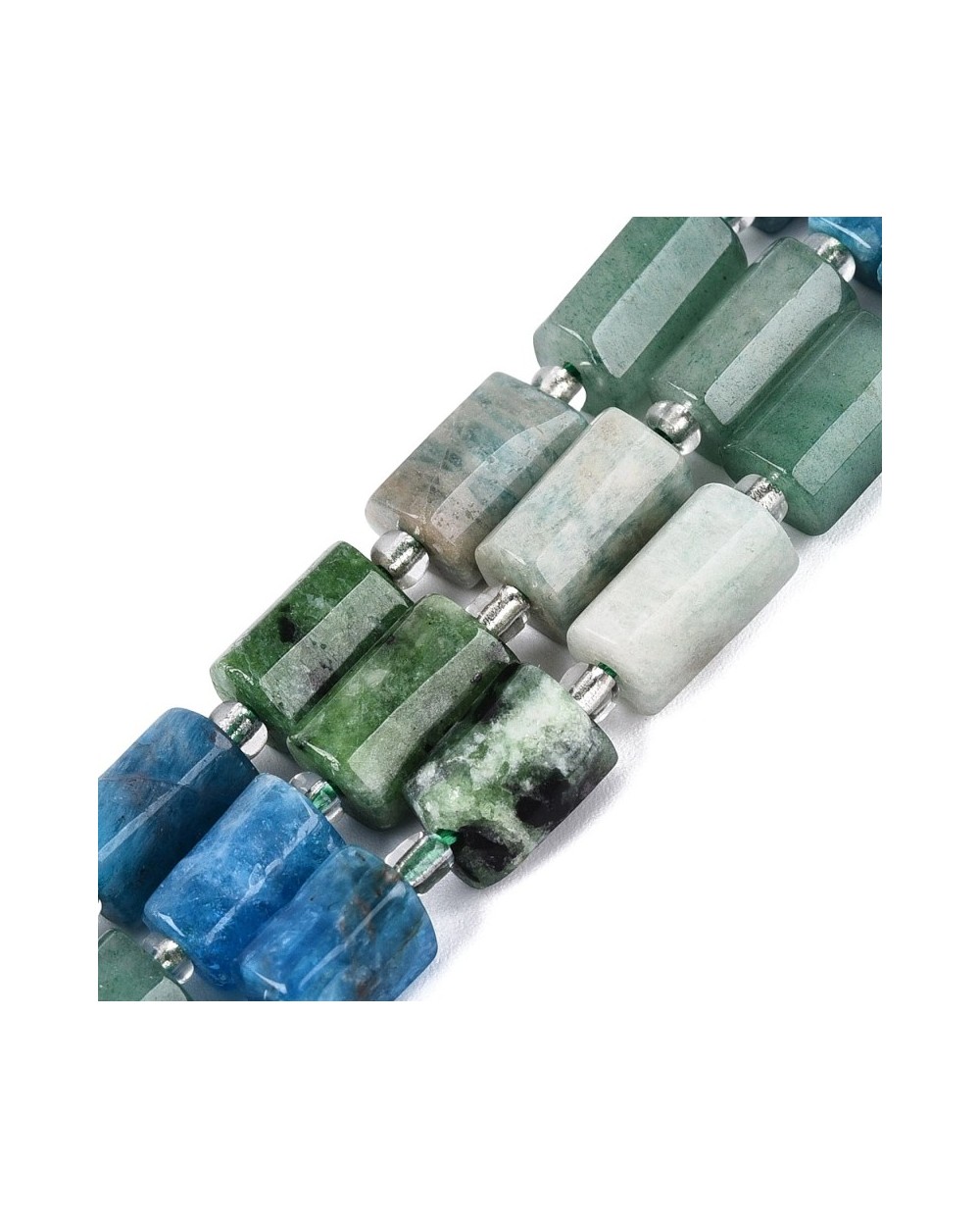 Kamień naturalny mix rubin z zoizytem apatyt amazonit awenturyn walec ok 8~12x5~8x5~8mm sznurek
