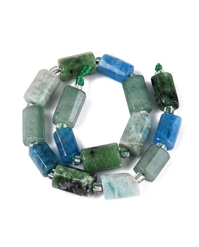 Kamień naturalny mix rubin z zoizytem apatyt amazonit awenturyn walec ok 8~12x5~8x5~8mm sznurek