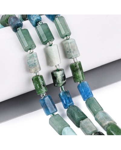 Kamień naturalny mix rubin z zoizytem apatyt amazonit awenturyn walec ok 8~12x5~8x5~8mm sznurek