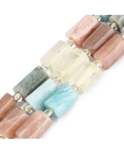 Kamień naturalny kamień słoneczny amazonit lemon kwarc mix walec ok 8~12x5~8x5~8mm s