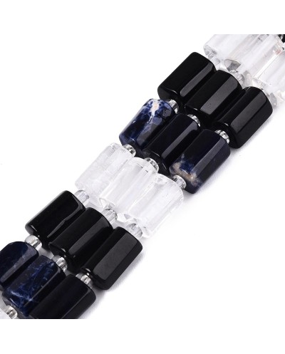 Kamień naturalny czarny obsydian kryształ górski sodalit mix walec ok 8~12x5~8x5~8mm s