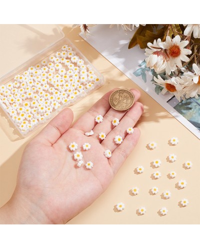Szklane koraliki Millefiori stokrotka  3.7~5.6x2.6mm sznurek ok 39 cm