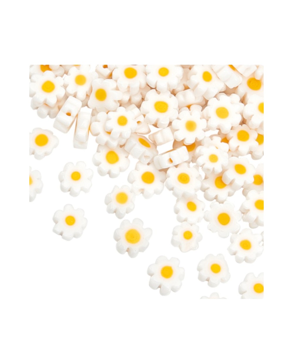 Szklane koraliki Millefiori stokrotka  3.7~5.6x2.6mm sznurek ok 39 cm