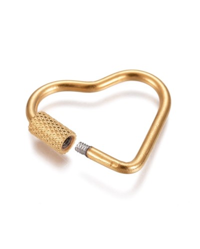 Zapięcie zakręcane serce 22x24x4mm stal nierdzewna złota