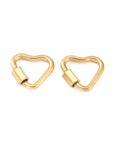 Zapięcie zakręcane serce 14x16x2mm stal nierdzewna złota