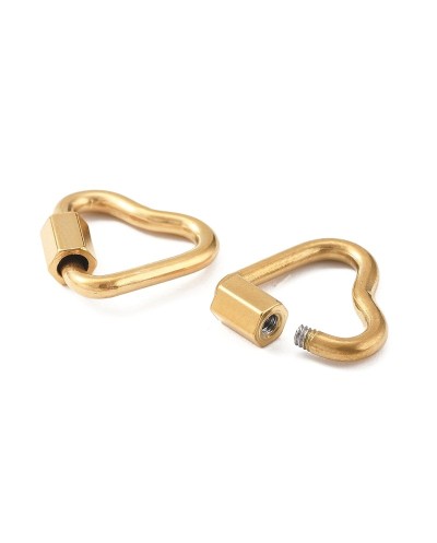 Zapięcie zakręcane serce 14x16x2mm stal nierdzewna złota