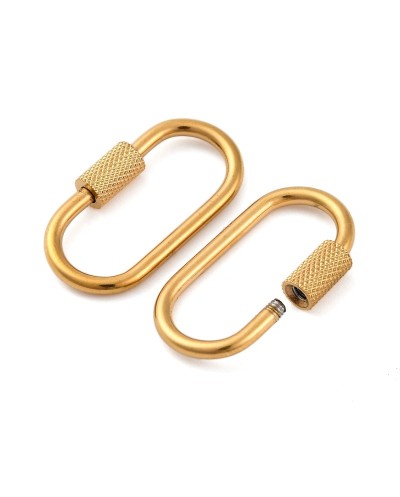 Zapięcie zakręcane owalne 26x14x4mm stal nierdzewna złota