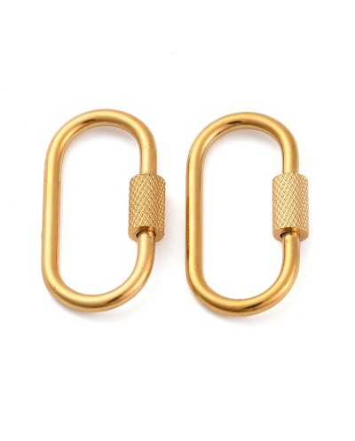 Zapięcie zakręcane owalne 26x14x4mm stal nierdzewna złota