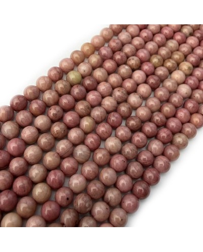 Kamień naturalny Rodonit kulka gładka ok 4mm mix róż sznurek