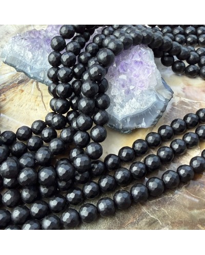 Black Stone kulka fasetowana matowa 8mm sznurek