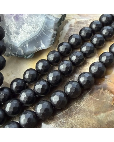 Black Stone kulka fasetowana matowa 8mm sznurek