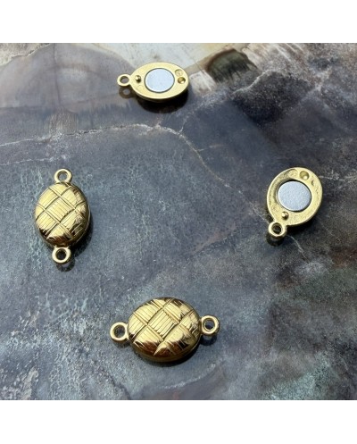 Zapięcie magnetyczne z bolcami 8x14,5x4,5mm stal nierdzewna złota