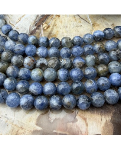 Kamień naturalny Kianit (kyanit) klasy AAA kulka gładka ok 6mm sznurek mix