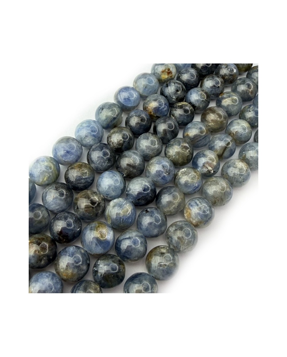 Kamień naturalny Kianit (kyanit) klasy AAA kulka gładka ok 8mm sznurek mix