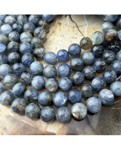 Kamień naturalny Kianit (kyanit) klasy AAA kulka gładka ok 8mm sznurek mix