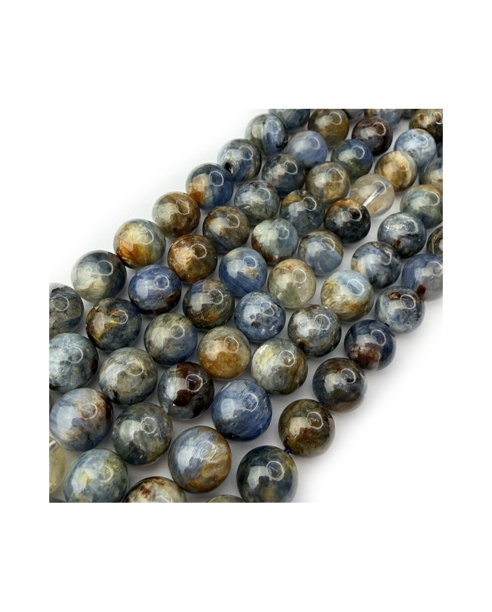 Kamień naturalny Kianit (kyanit) klasy AAA kulka gładka ok 10mm sznurek mix