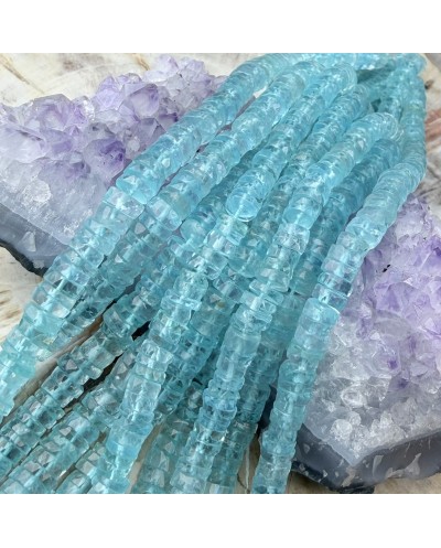 Kamień naturalny niebieski apatyt dysk heishi fasetowany ok 6x3mm sznurek