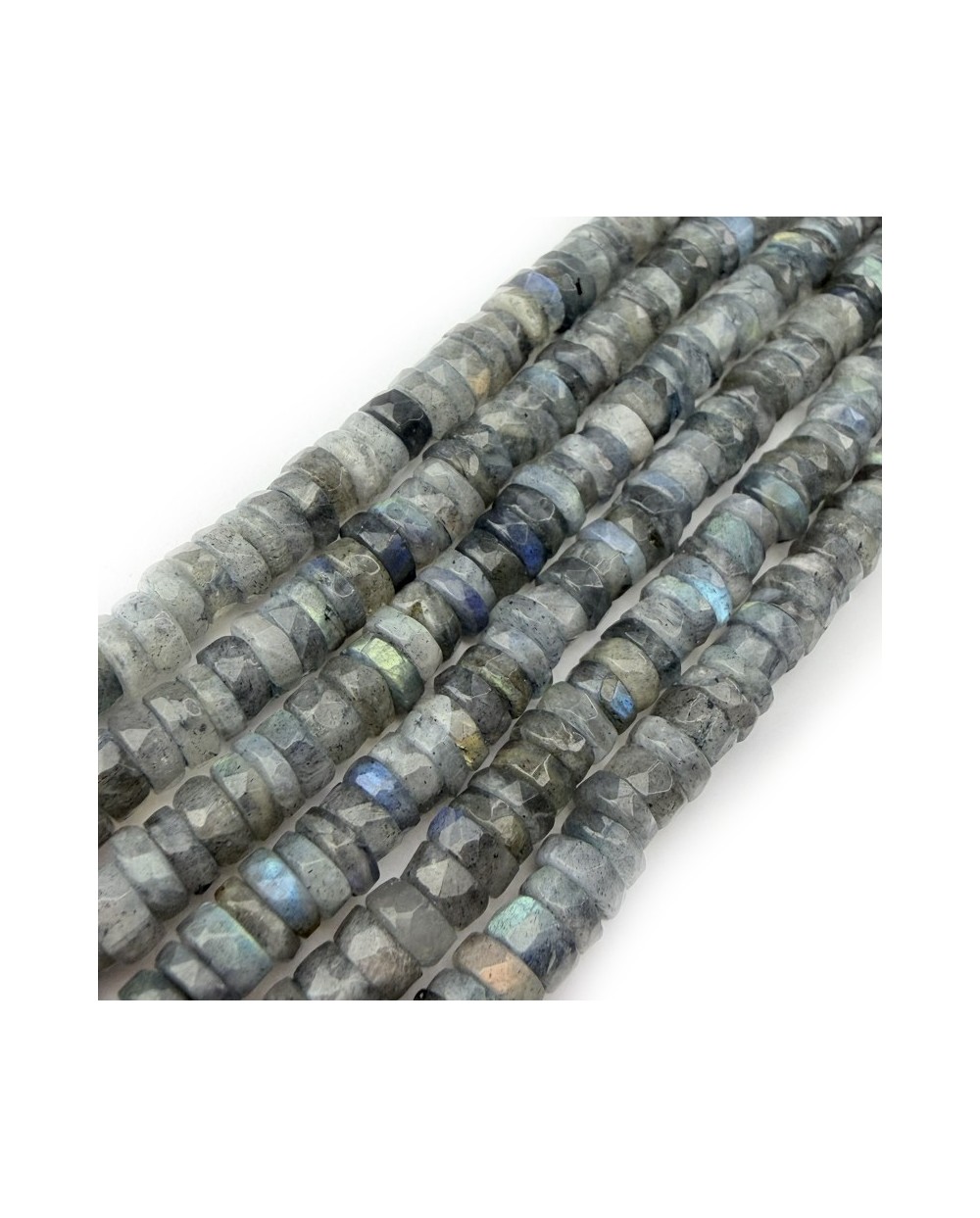Kamień naturalny labradoryt dysk heishi fasetowany ok 6x3mm sznurek