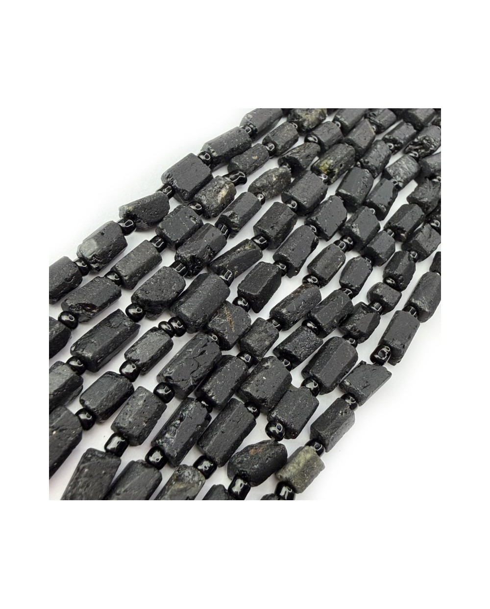 Kamień naturalny Turmalin czarny walec matowy ok 8~6x6~4mm, sznurek