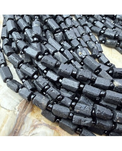Kamień naturalny Turmalin czarny walec matowy ok 8~6x6~4mm, sznurek
