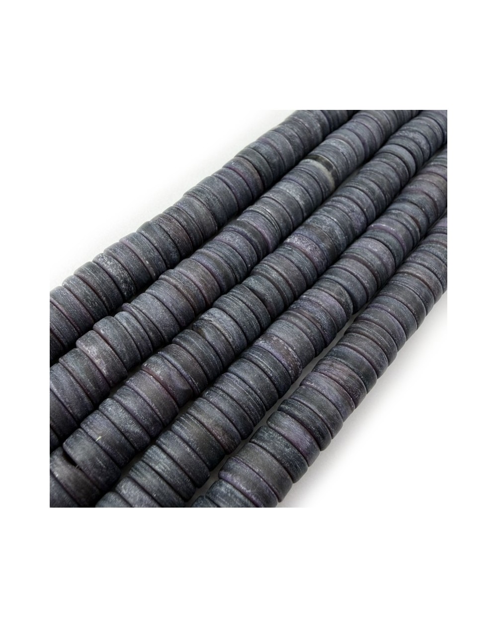 Muszla szara cięta dysk oponka ok 8x2-3mm sznurek mix