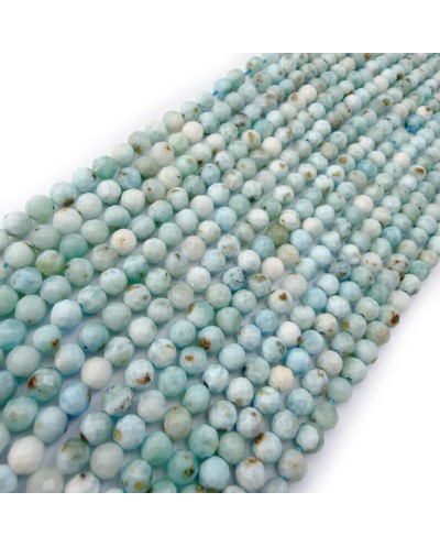 Kamień naturalny Larimar kulka fasetowana ok 4,4mm sznurek mix
