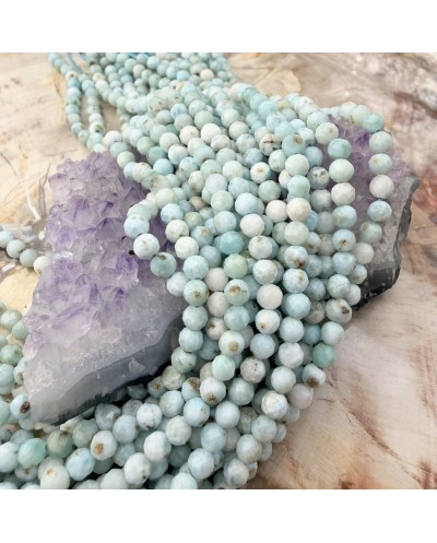 Kamień naturalny Larimar kulka fasetowana ok 4,4mm sznurek mix