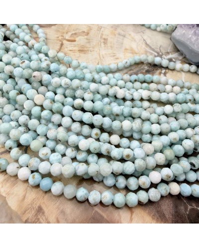 Kamień naturalny Larimar kulka fasetowana ok 4,4mm sznurek mix