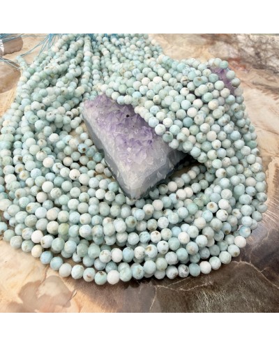 Kamień naturalny Larimar kulka fasetowana ok 4,4mm sznurek mix