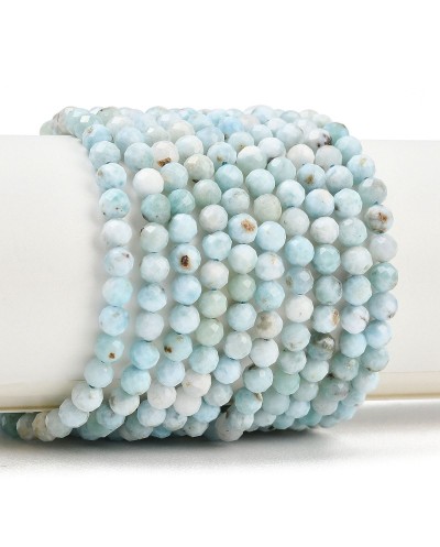 Kamień naturalny Larimar kulka fasetowana ok 4,4mm sznurek mix