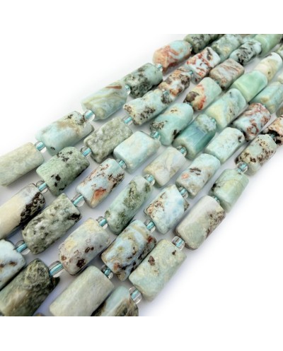 Kamień naturalny Larimar walec ok 10~14x6~9.5mm, sznurek