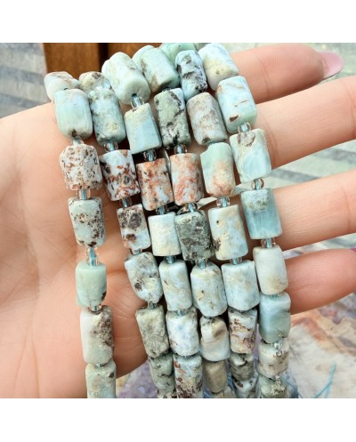 Kamień naturalny Larimar walec ok 10~14x6~9.5mm, sznurek