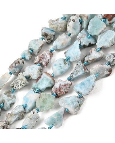 Kamień naturalny Larimar surowa bryłka 6~18x6~14x4~10mm sznurek