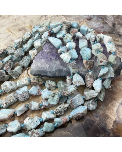 Kamień naturalny Larimar surowa bryłka 6~18x6~14x4~10mm sznurek