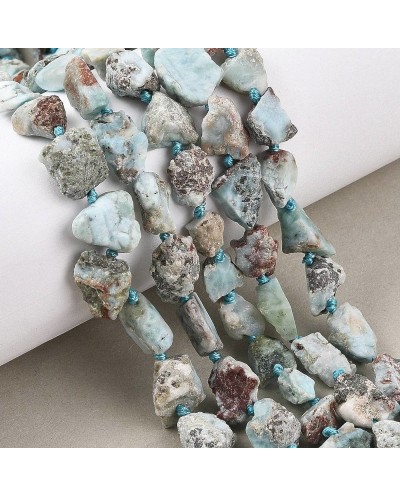 Kamień naturalny Larimar surowa bryłka 6~18x6~14x4~10mm sznurek
