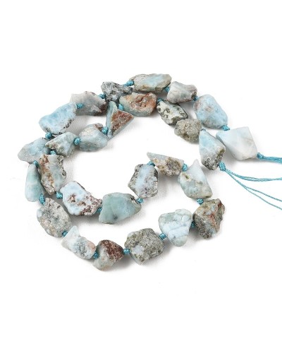 Kamień naturalny Larimar surowa bryłka 6~18x6~14x4~10mm sznurek