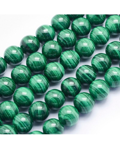 Kamień naturalny Malachit klasy AAA kulka gładka ok 10mm sznurek mix
