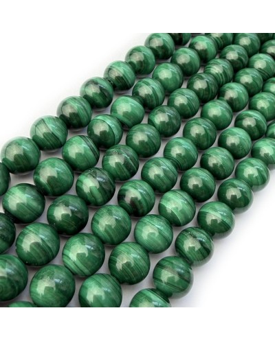 Kamień naturalny Malachit klasy AAA kulka gładka ok 8mm sznurek mix