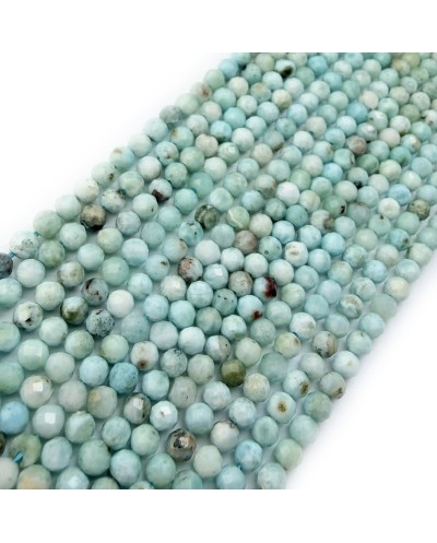 Kamień naturalny Larimar kulka fasetowana ok 3,9mm sznurek mix