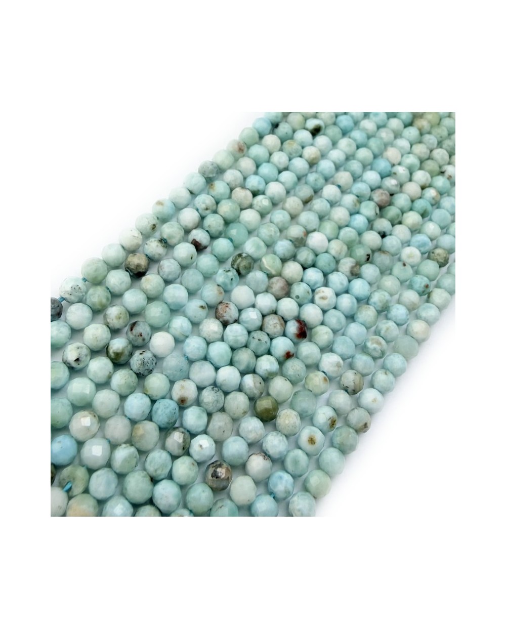 Kamień naturalny Larimar kulka fasetowana ok 3,9mm sznurek mix