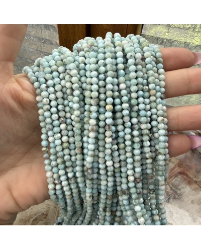Kamień naturalny Larimar kulka fasetowana ok 3,9mm sznurek mix