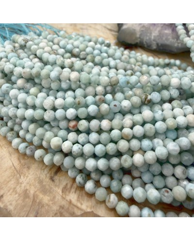 Kamień naturalny Larimar kulka fasetowana ok 3,9mm sznurek mix