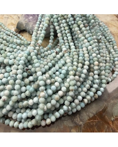 Kamień naturalny Larimar kulka fasetowana ok 3,9mm sznurek mix